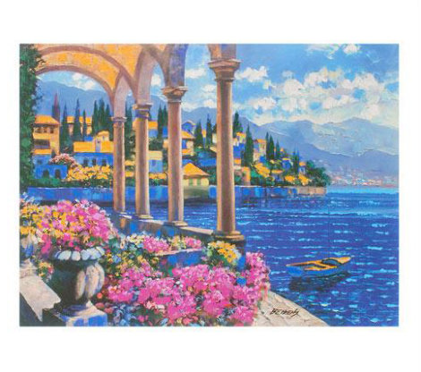Villa On Lake Como, Italy 2008 - Embellished Giclee Limited Edition Print - Howard Behrens