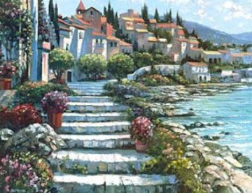 Steps of St. Tropez, France Embellished Limited Edition Print - Howard Behrens Steps of St. Tropez, France Embellished Limited Edition Print - Howard Behrens