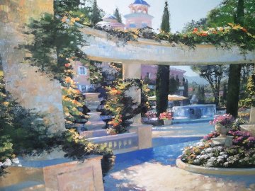 Bellagio Garden, Italy Embellished Limited Edition Print - Howard Behrens