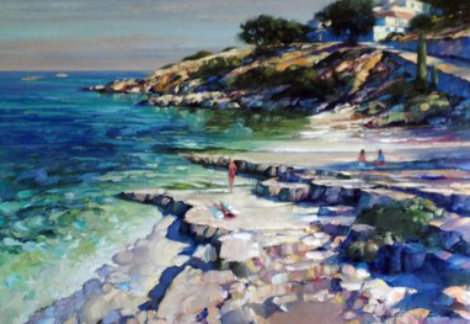 Corfu Beach 1988 44x58 (Greece) Original Painting - Howard Behrens