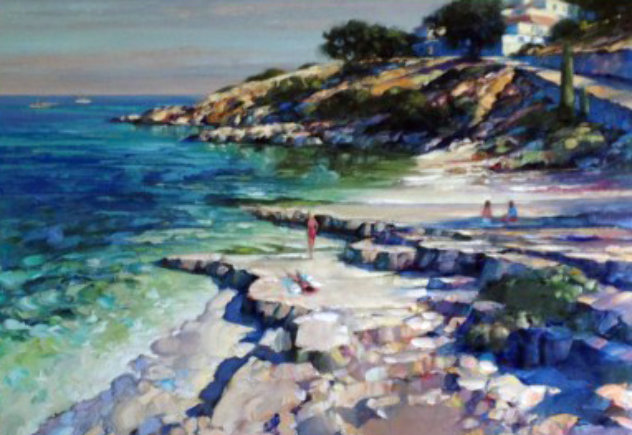 Corfu Beach 1988 44x58 (Greece) Original Painting by Howard Behrens