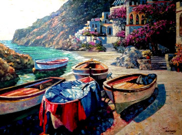 Capri Boats 2001 Embellished Limited Edition Print - Howard Behrens Capri Boats 2001 Embellished Limited Edition Print - Howard Behrens