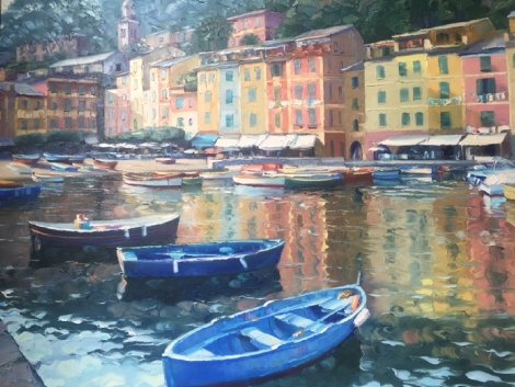 Allure of Portofino  Italy 1988 42x48 Original Painting - Howard Behrens