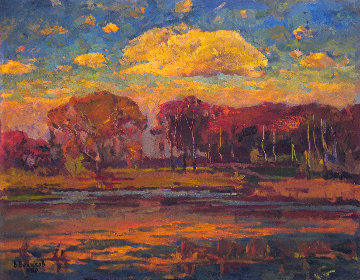 Pink Cloud 1980 25x32 Original Painting - Vasily Belikov Pink Cloud 1980 25x32 Original Painting - Vasily Belikov
