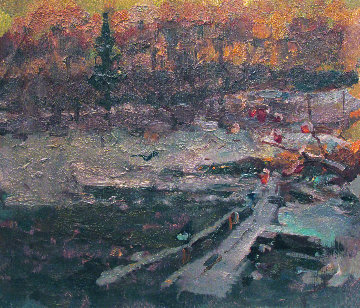 Stream in the Winter Forest 1982 10x12 Original Painting - Vasily Belikov Stream in the Winter Forest 1982 10x12 Original Painting - Vasily Belikov