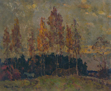Autumn Birches 1983 25x32 Original Painting - Vasily Belikov Autumn Birches 1983 25x32 Original Painting - Vasily Belikov