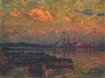 Evening on the River 1980 24x32 Original Painting - Vasily Belikov Evening on the River 1980 24x32 Original Painting - Vasily Belikov
