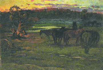 At the Dawn 1981 25x36 Original Painting - Vasily Belikov At the Dawn 1981 25x36 Original Painting - Vasily Belikov
