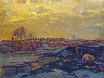 Winter Frosty Day 1985 23x31 Original Painting - Vasily Belikov Winter Frosty Day 1985 23x31 Original Painting - Vasily Belikov