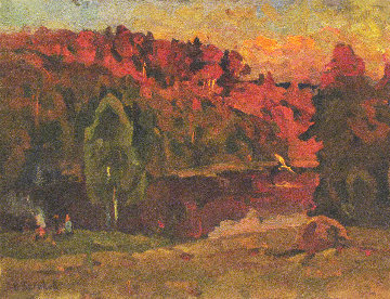 Autumn in the Forest 1986 15x20 Original Painting - Vasily Belikov Autumn in the Forest 1986 15x20 Original Painting - Vasily Belikov