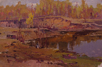 Early Autumn 1968 19x29 Original Painting - Vasily Belikov Early Autumn 1968 19x29 Original Painting - Vasily Belikov