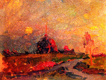 Haystack 1989 30x39 Original Painting - Vasily Belikov Haystack 1989 30x39 Original Painting - Vasily Belikov