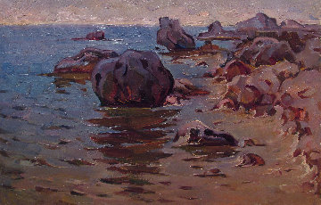 Sea Cost 1967 8x13 Original Painting - Vasily Belikov Sea Cost 1967 8x13 Original Painting - Vasily Belikov