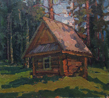 Forest Hut 1977 13x15 Original Painting - Vasily Belikov Forest Hut 1977 13x15 Original Painting - Vasily Belikov