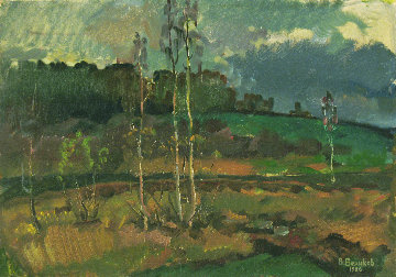 Overcast Autumn Day 1986 13x19 Original Painting - Vasily Belikov
