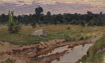 After the Rain 1982 4x8 Original Painting - Vasily Belikov After the Rain 1982 4x8 Original Painting - Vasily Belikov