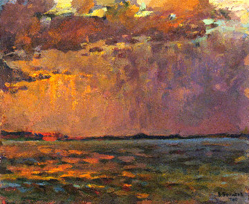 Sun Rays Over Water 1980 16x20 Original Painting - Vasily Belikov Sun Rays Over Water 1980 16x20 Original Painting - Vasily Belikov