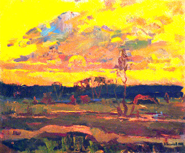 Summer Evening 1980 24x28 Original Painting - Vasily Belikov Summer Evening 1980 24x28 Original Painting - Vasily Belikov