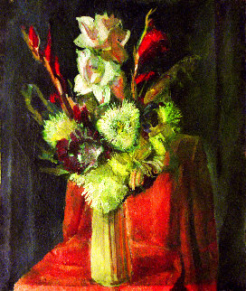 Flowers 1971 26x24 Original Painting - Vasily Belikov