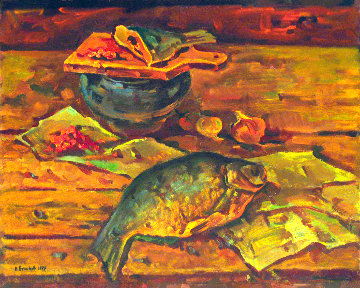 Kitchen Still Life 1979 30x37 Original Painting - Vasily Belikov Kitchen Still Life 1979 30x37 Original Painting - Vasily Belikov