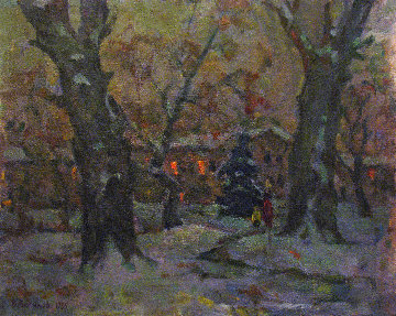 In the Evening 1985 17x21 Original Painting - Vasily Belikov In the Evening 1985 17x21 Original Painting - Vasily Belikov