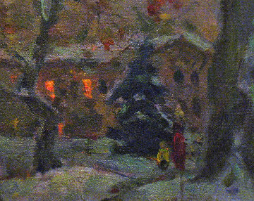 In the Evening 1985 17x21 Original Painting - Vasily Belikov