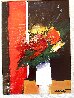 Untitled Floral 2003 19x16 - Signed Twice Original Painting by Emile Bellet - 3