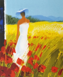 In the Poppy Field Embellished Limited Edition Print - Emile Bellet In the Poppy Field Embellished Limited Edition Print - Emile Bellet