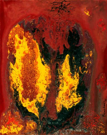 By Invitation Only 2002 29x23 Fire Original Painting - Philippe Benichou