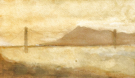 Foggy Morning in San Francisco  Watercolor 1999 19x22 Watercolor - Tony Bennett