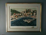 Greek Port with Remarque 1987 Limited Edition Print by Tony Bennett - 1