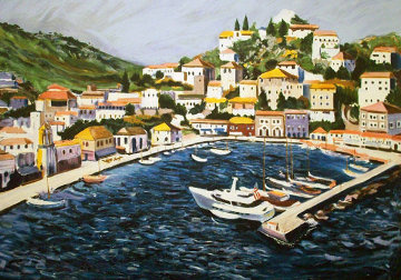 Greek Port with Remarque 1987 Limited Edition Print - Tony Bennett Greek Port with Remarque 1987 Limited Edition Print - Tony Bennett
