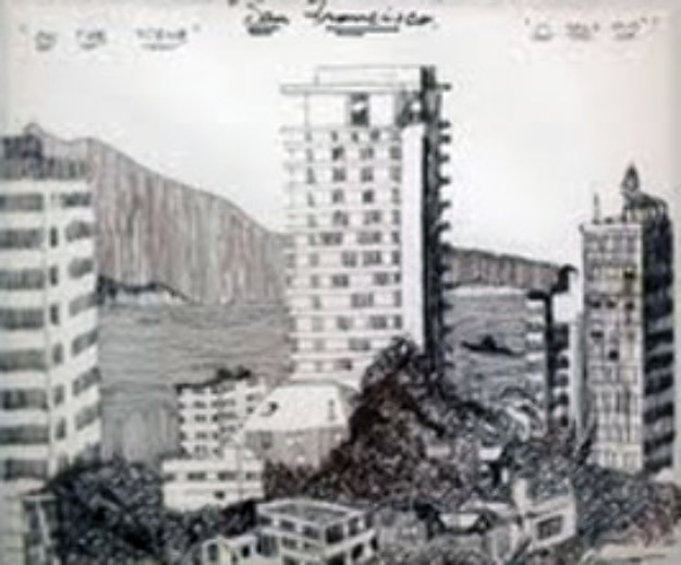 O Solo Mio on the Scene - Powell St. San Francisco Drawing 18x24 Works on Paper (not prints) by Tony Bennett O Solo Mio on the Scene - Powell St. San Francisco Drawing 18x24 Works on Paper (not prints) by Tony Bennett