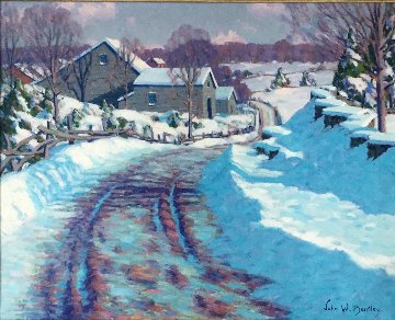 Winter Scene 1936 26x39 Original Painting - John W. Bentley Winter Scene 1936 26x39 Original Painting - John W. Bentley