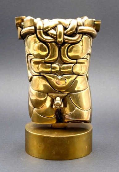 Goliath Puzzle Brass Sculpture 1968 10 in by Miguel Ortiz Berrocal