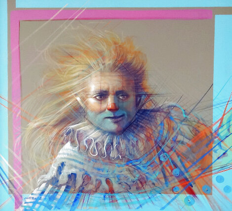 Untitled Clown Portrait 42x42 - Huge Original Painting - Juan Angel Castillo Bertho