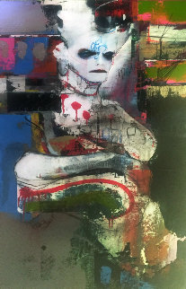 Au Carrefour De Let Range Quotidien 2010 50x26 Original Painting - Dominic Besner Au Carrefour De Let Range Quotidien 2010 50x26 Original Painting - Dominic Besner