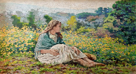 Girl in Springtime 34x28 Original Painting - Paolo Bigazzi
