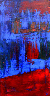 Blue And Red Too  2021 36x28 Original Painting - Frances Bildner
