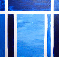 Grids in Blue 2021 39x39  Original Painting by Frances Bildner - 0