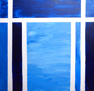 Grids in Blue 2021 39x39  Original Painting - Frances Bildner