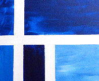 Grids in Blue 2021 39x39  Original Painting by Frances Bildner - 1