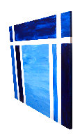 Grids in Blue 2021 39x39  Original Painting by Frances Bildner - 2