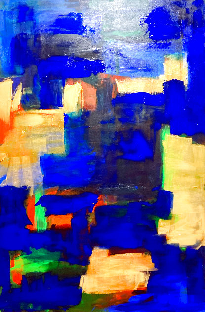 Blue and Gold 2022 60x39 Huge Original Painting by Frances Bildner