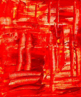 Shutters Series: Red 2022 24x22 Original Painting - Frances Bildner