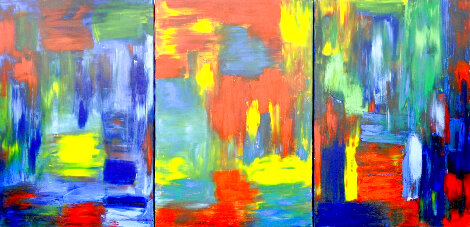New York Central Park - NYC 36x72 - Huge Mural Sized Triptych Original Painting - Frances Bildner