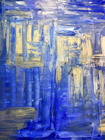 Lapis and Silver 2022 40x32 -  Huge Original Painting - Frances Bildner