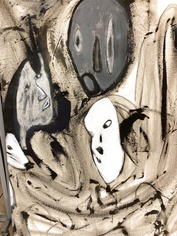 Ghosts 2022 46x38 Acrylic on Canvas - Huge Original Painting - Frances Bildner