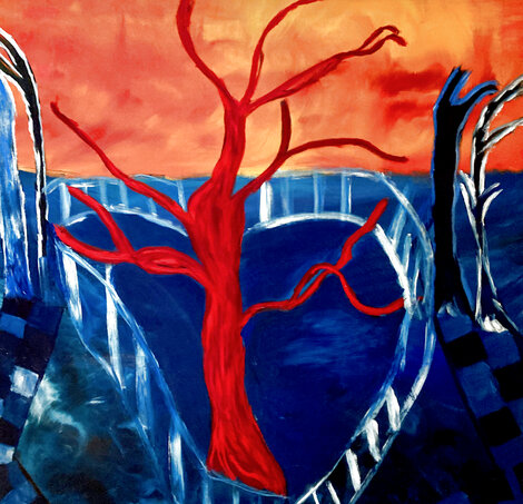 I am Alone 2022 44x40 - Acrylic on Canvas - Huge Original Painting - Frances Bildner