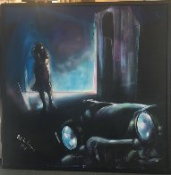 Girl Waiting For Her Lover in a '58 Buick 50x50  Huge Original Painting by Billy Dee Williams - 1